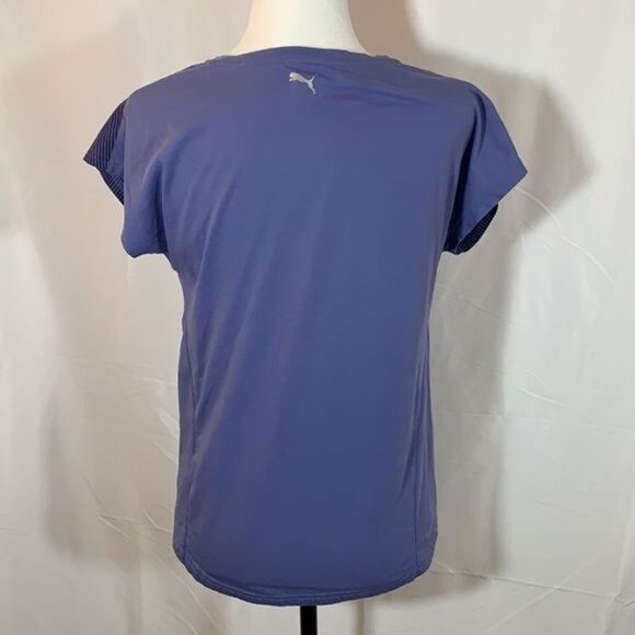 Puma Blue Striped Logo T-Shirt - Picture 4 of 6